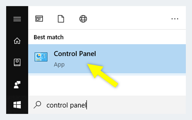 Bukalah Control Panel Windows 10