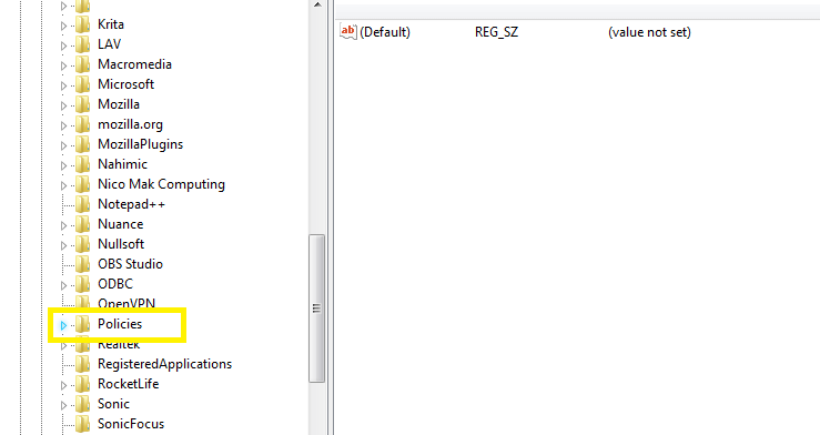 Folder Policies Regedit