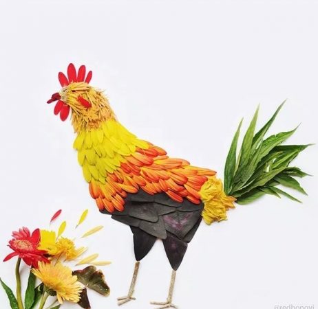 Gambar Kolase Alami Bentuk Ayam