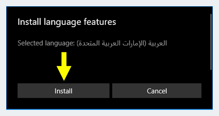 klik Install Bahasa Arab di Windows 10