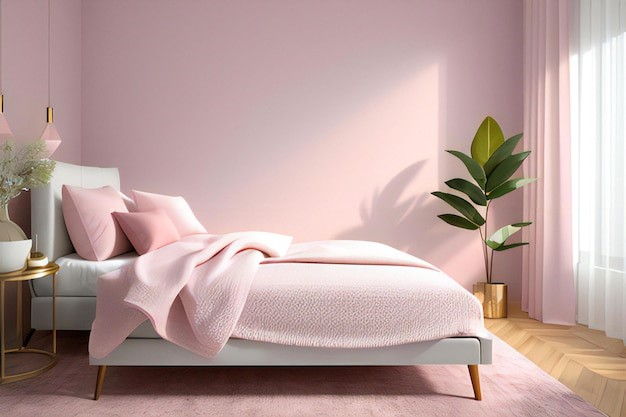 Soft Pastel Pink sebagai salah satu warna cat kamar ala Korea. 