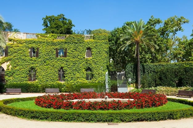 Taman pada model rumah spanyol. 