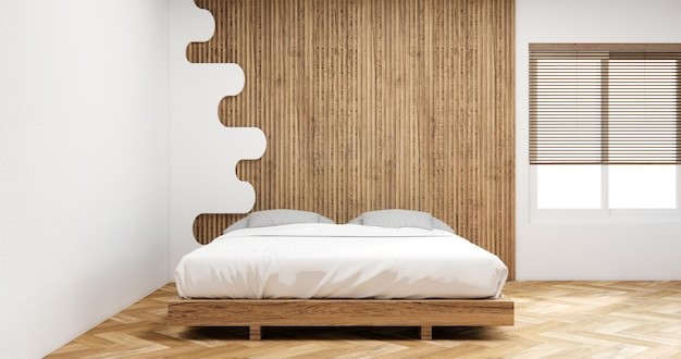 Desain wall panel kamar dari kayu. 